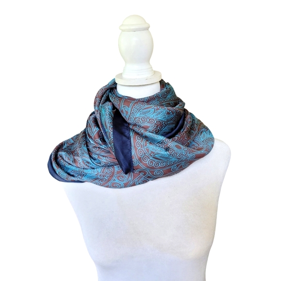 Large Slinky Scarf Brown & Blue Teal - Picture 2 of 7